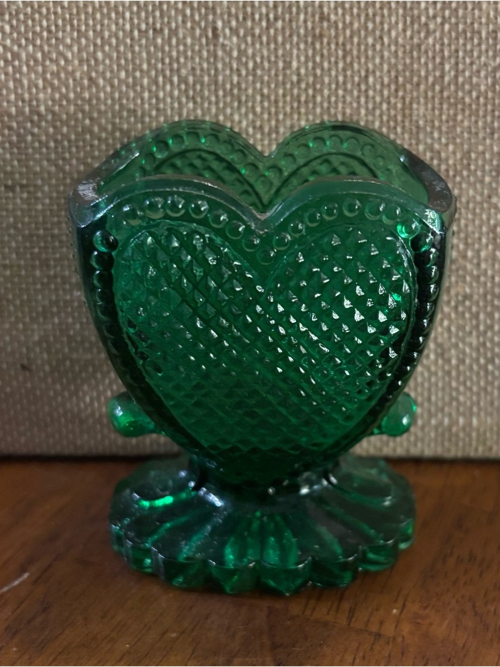 vintage Degenhart "Sweetheart" heart-shaped glass Toothpick Holder - Picture 2 of 4